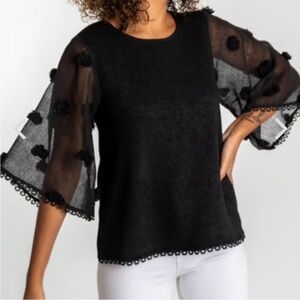 THML Black Sheer Sleeve Sweater